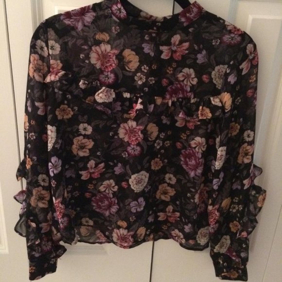 Forever 21 Sheer Frill Floral Blouse - Picture 2 of 5